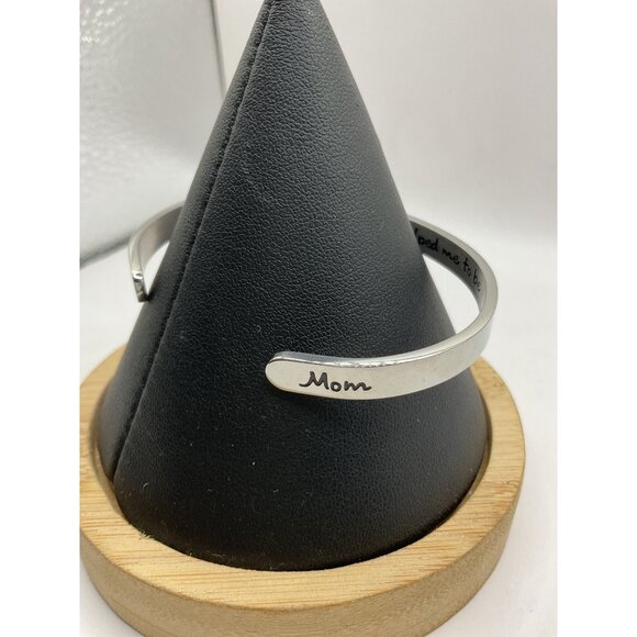 Engraved Stainless Steel "Mom" Cuff Bracelet - Picture 3 of 5